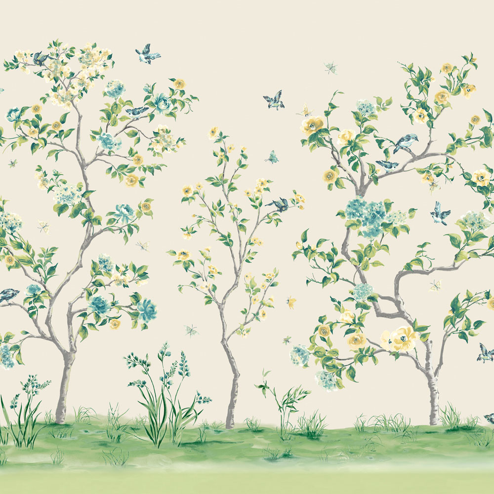 Origin Murals Oriental Flower Tree Cream Wall Mural Image 2