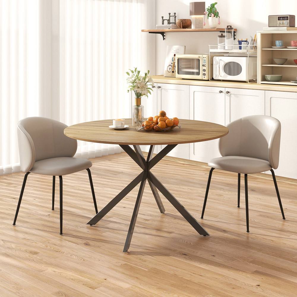 Portland 4 Seater Industrial Dining Table Black and Woodgrain Effect Image 4