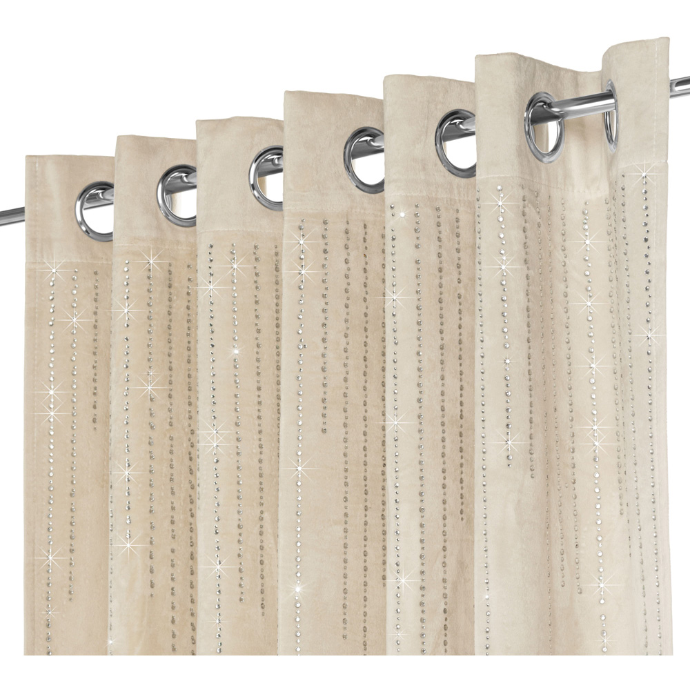 Alan Symonds Cream Cascading Diamante Studs Velvet Blackout Ring Top Eyelet Curtains 168 x 183cm Image 6