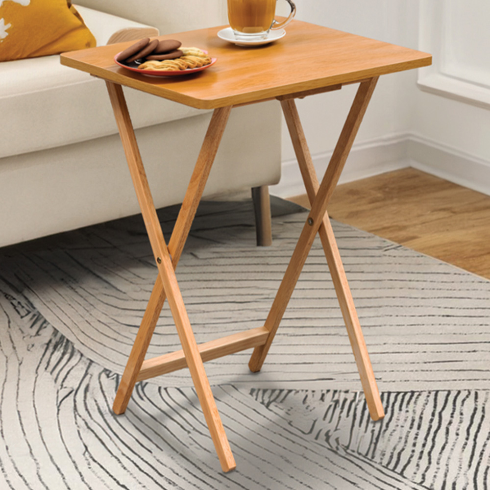Premier Housewares Veneer Top Folding Side Table Image 1