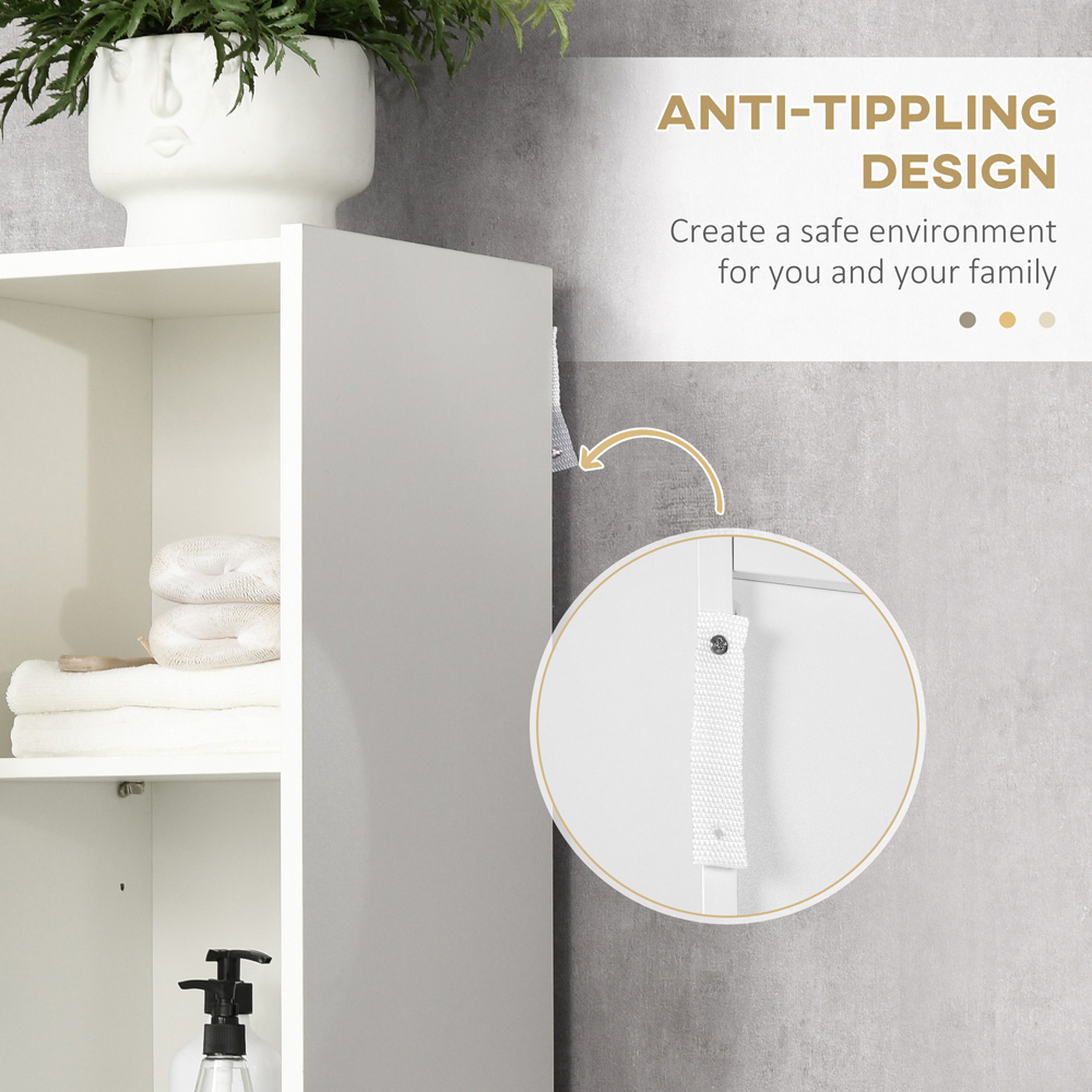 Kleankin 5-TierWhite Tall Adjustable Bathroom Cabinet Image 5