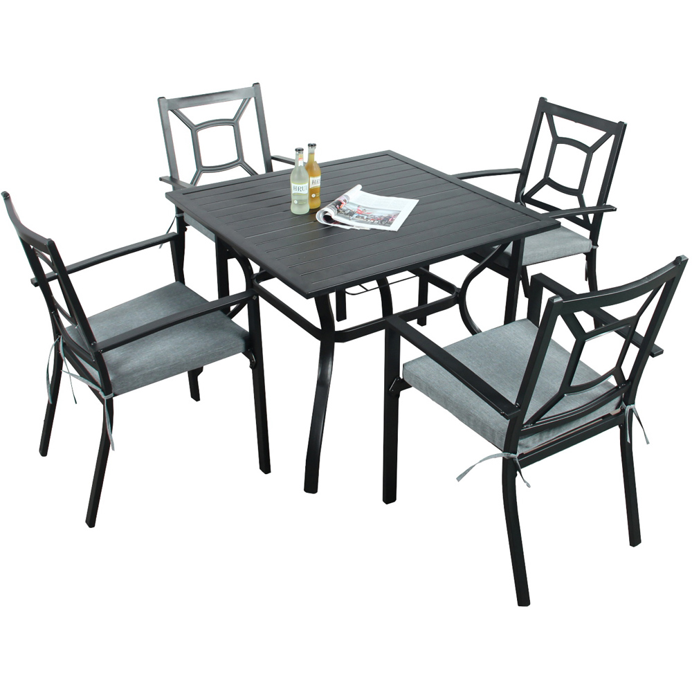 Outdoor Living Aspull 4 Seater Garden Dining Set Black Image 2