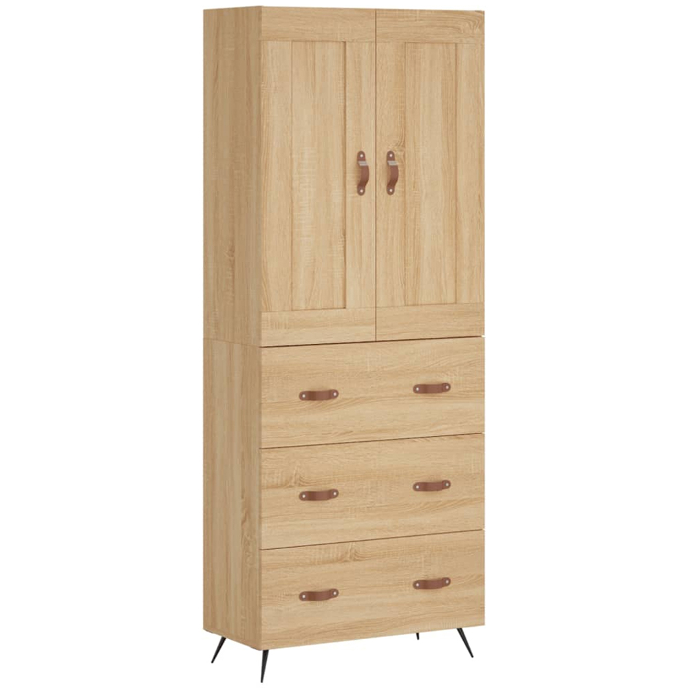 vidaXL 2 Door 3 Drawer 3 Shelf Sonoma Oak Highboard with Metal Legs Image 2