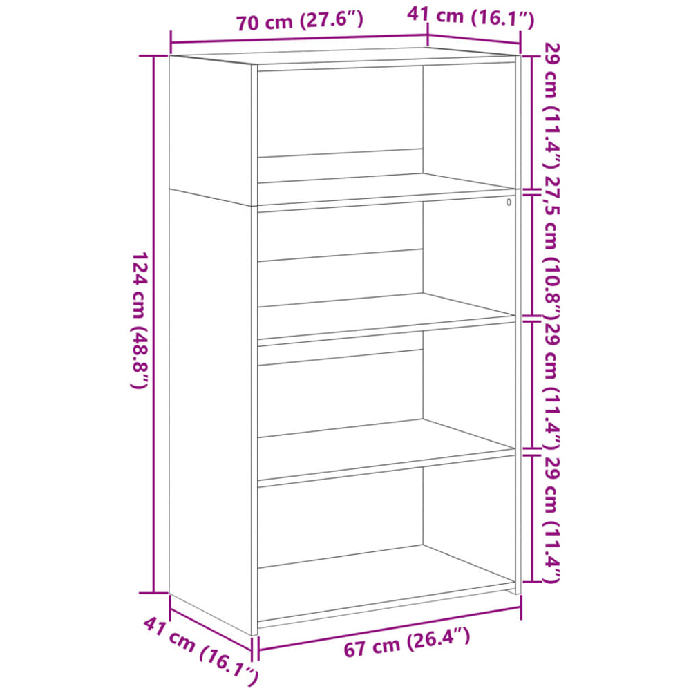 vidaXL 4 Shelf Sonoma Oak Highboard Image 9