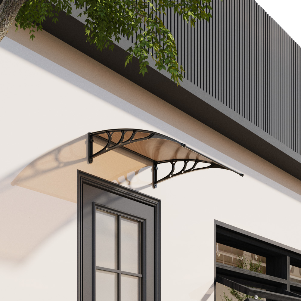 Living and Home Dark Brown Curved Door and Window Canopy 1 x 1m Image 8