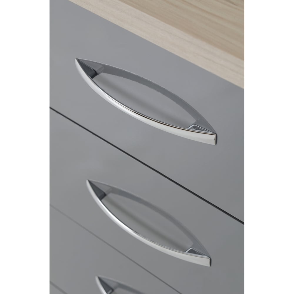 Seconique Nevada 4 Drawer Gloss Grey and Light Oak Veneer Dressing Table Set with Mirror Image 5