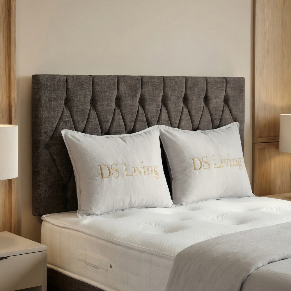 DS Living Diamond Single Grey Upholstered Divan Bed Image 2