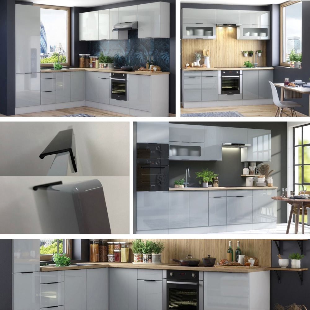 Impact Furniture Star Light Grey Gloss Freestanding Kitchen Sink Base Unit with Sit On Sink 800mm Image 6