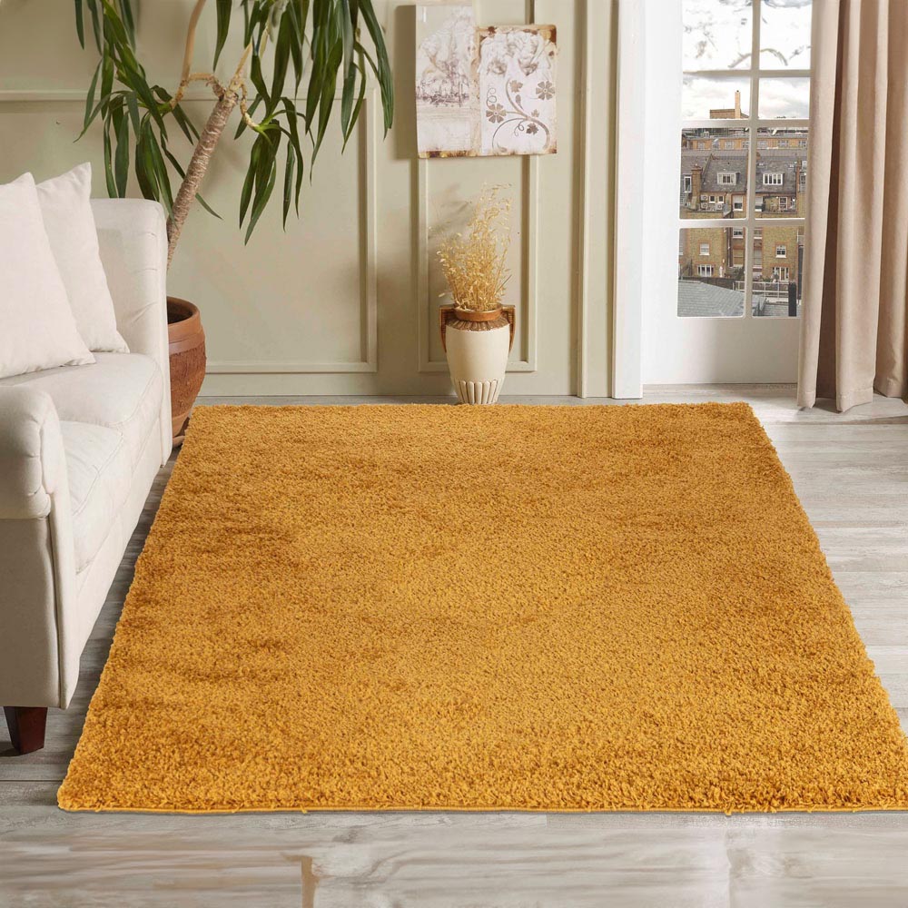 Desire Rugs Oxford Gold Plain Shaggy Rug 200 x 290cm Image 2