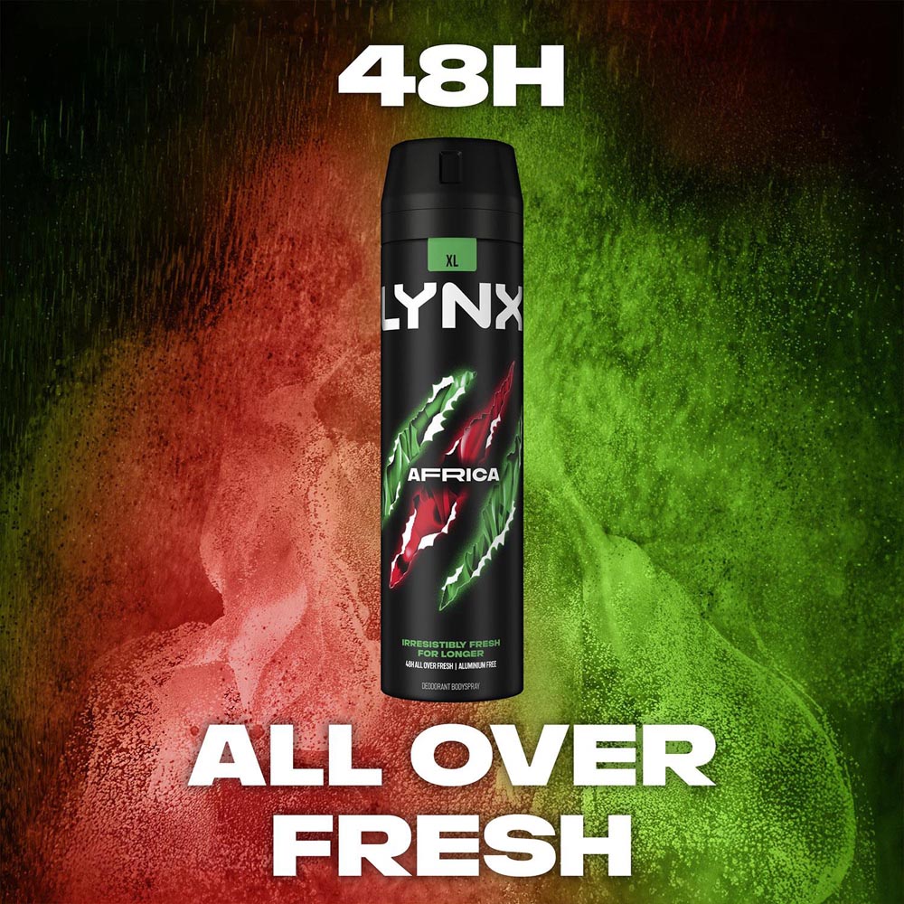 Lynx Africa Mandarin and Sandalwood 48H Protection Deodorant Body Spray 200ml 12 Pack Image 5