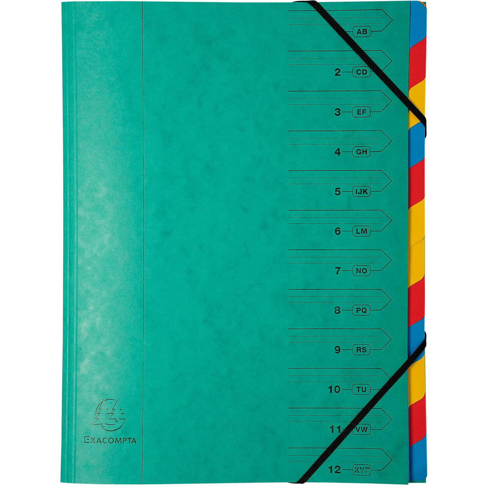 Exacompta Europa A4 12 Section Assorted Colour Multi-Part File 8 Pack Image 4