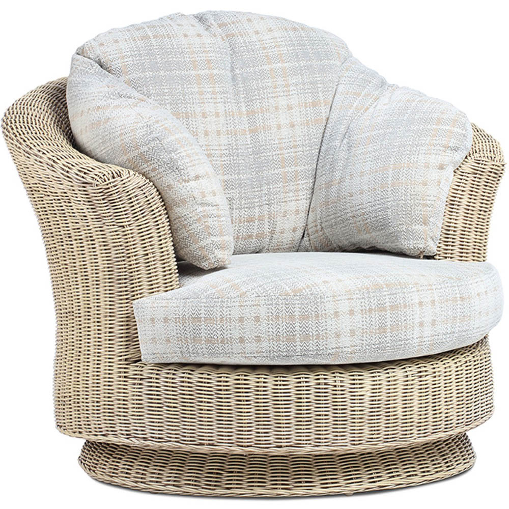 Desser Clifton Lyon Natural Rattan Check Fabric Swivel Chair Image 2