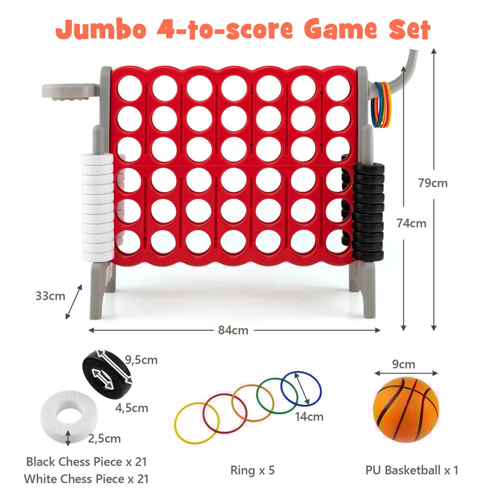Costway Grey and Red Giant 4 In A Row Connect Game Set with 42 Rings Image 8