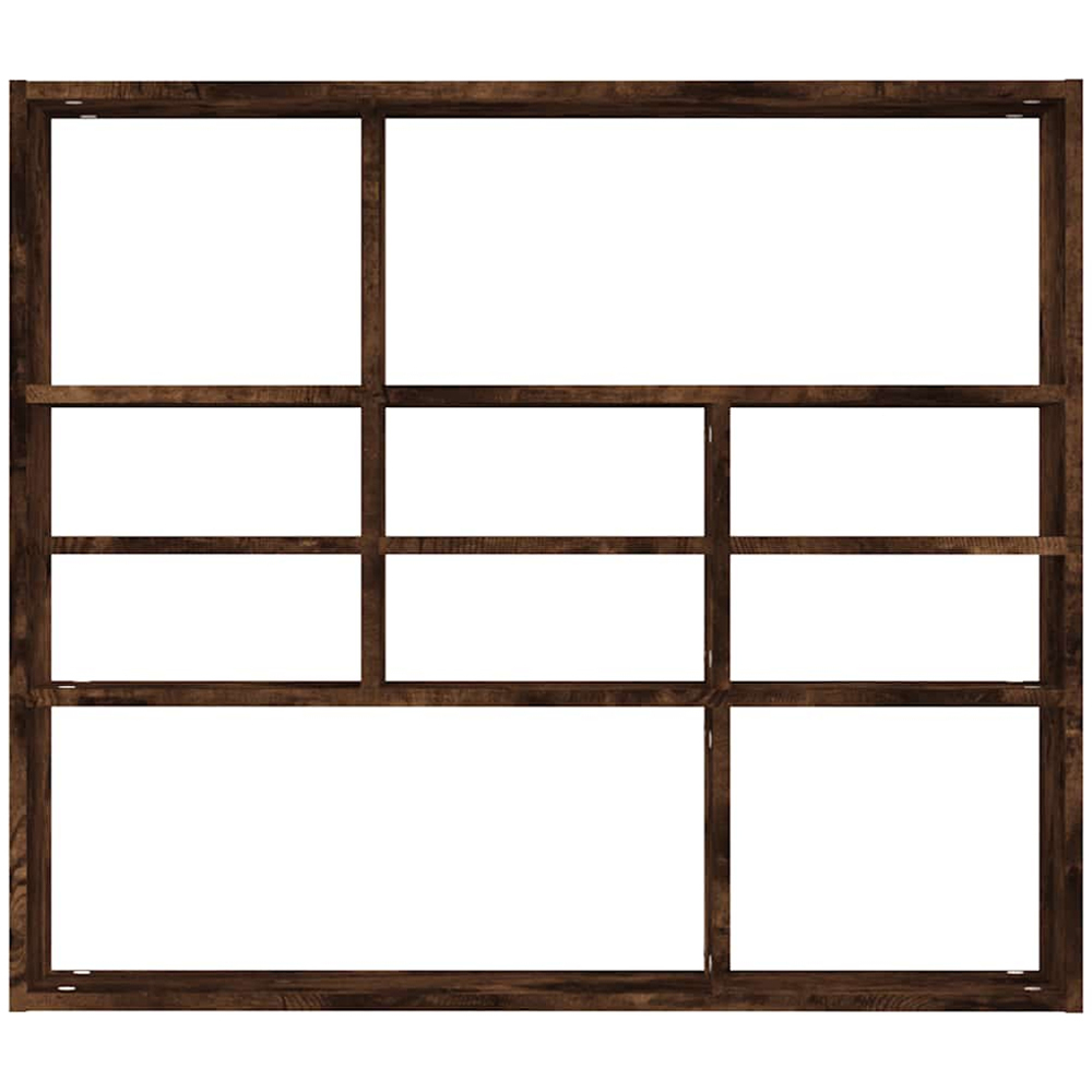 vidaXL 10 Compartment Smoked Oak Wall Shelf Image 3