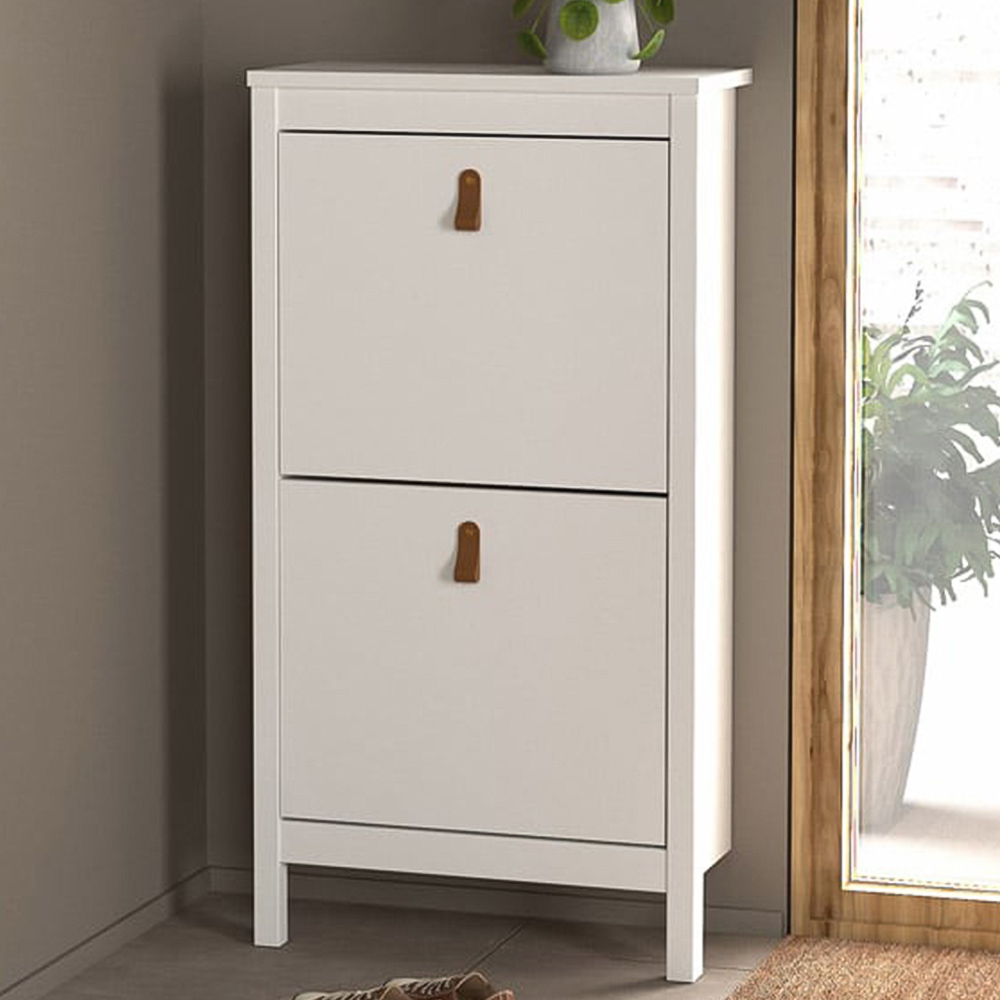 Florence Barcelona 2 Flip Down Doors White Shoe Cabinet Image 1