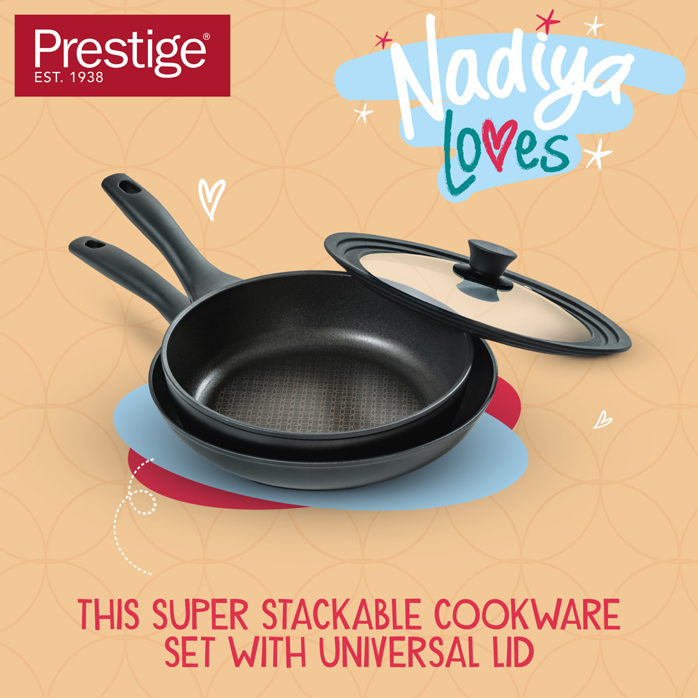 Nadiya x Prestige 2 Piece Stackable Frying Pan Set Image 2