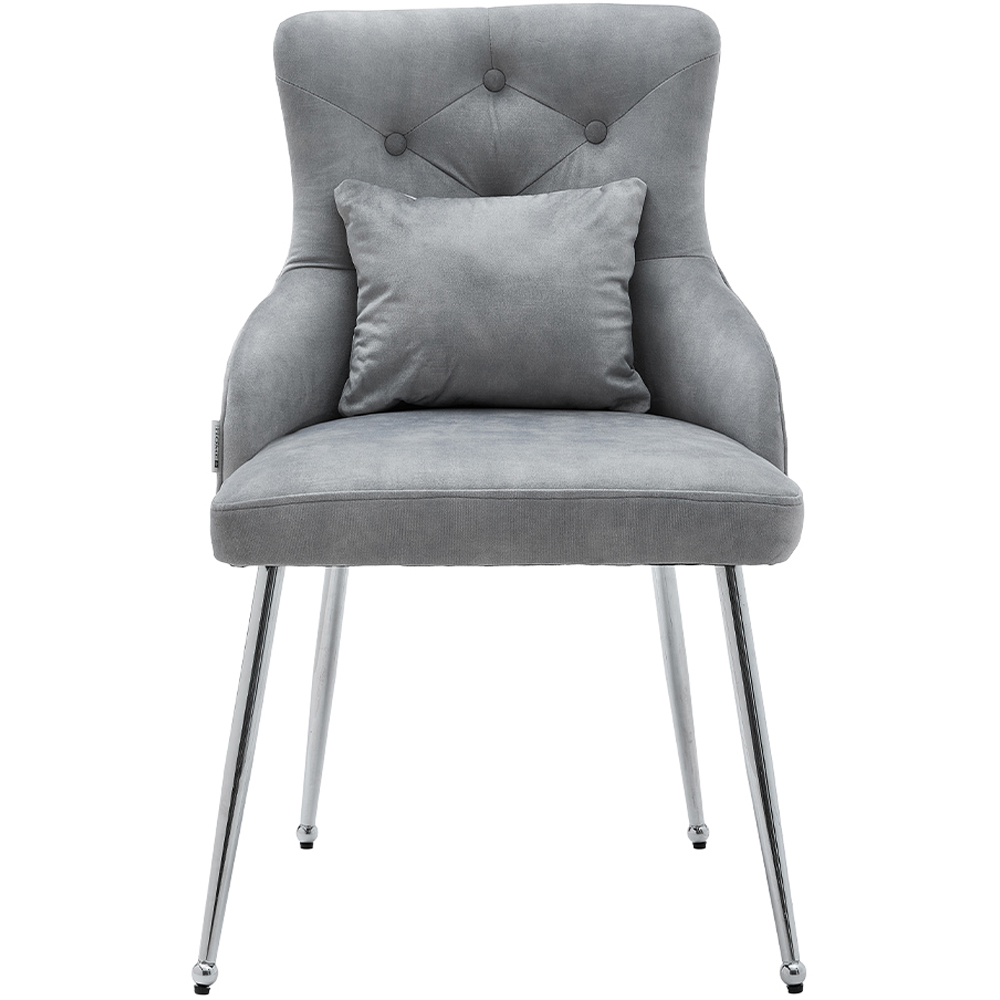 Living and Home Grey Velvet Tufted Dining Chair Image 2