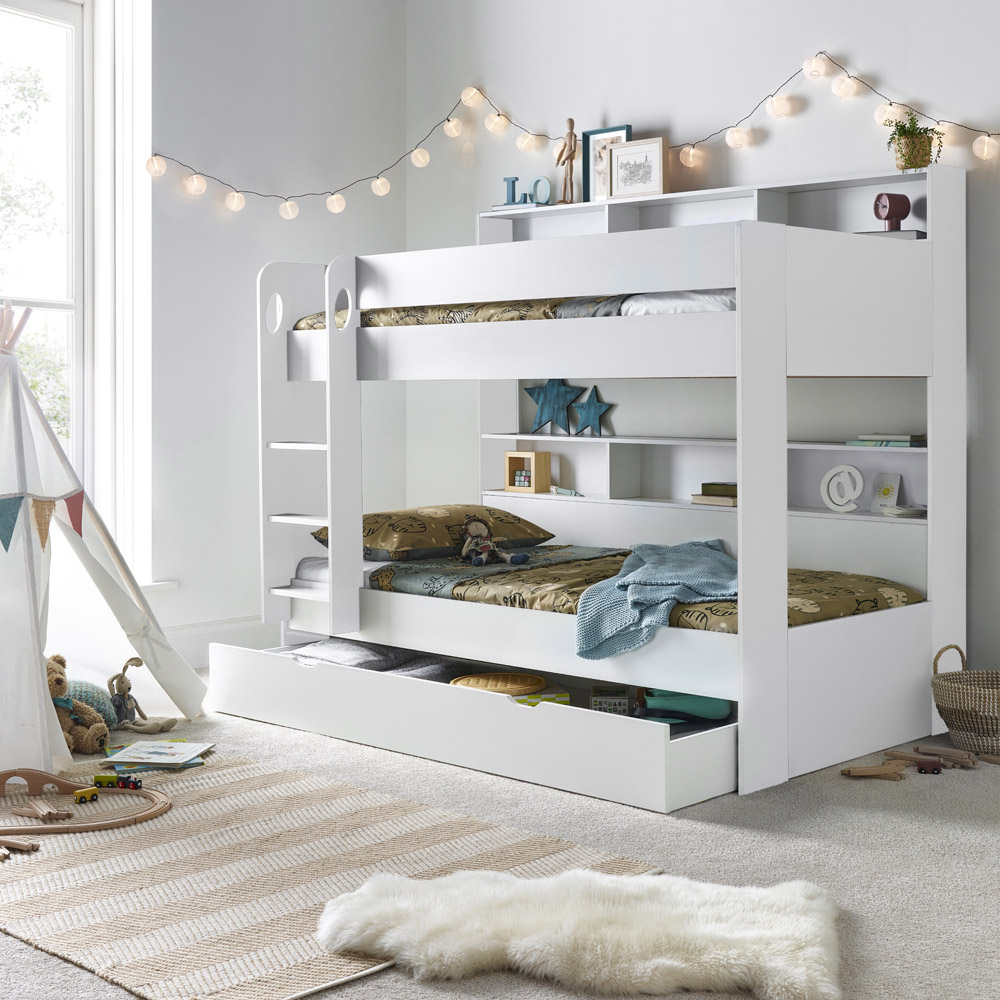 Oliver White Storage Bunk Bed with Spring Mattresses Image 9