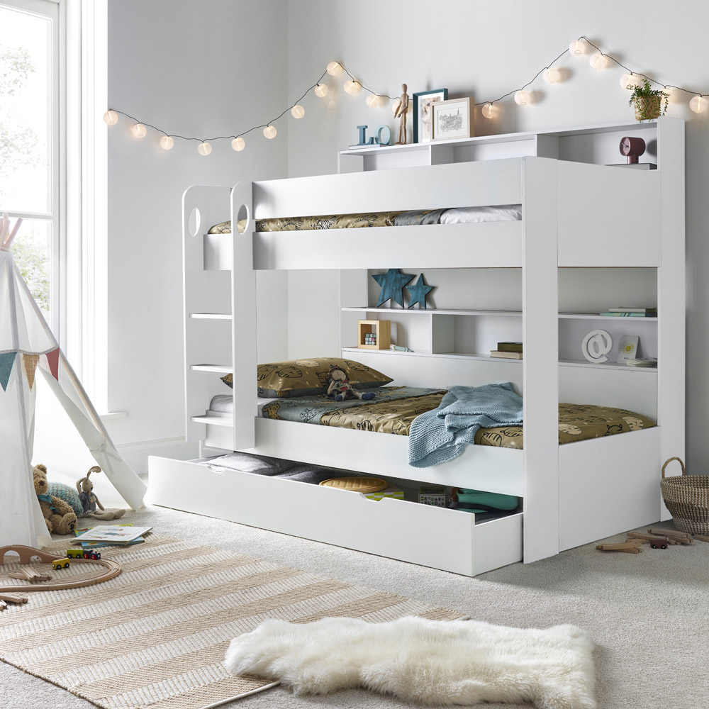 Oliver White Storage Bunk Bed with Orthopaedic Mattresses Image 9