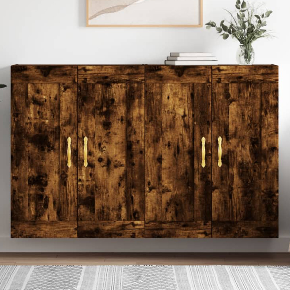 vidaXL 2 Door Smoked Oak Wall Mounted Cabinet Set of 2 Image 1