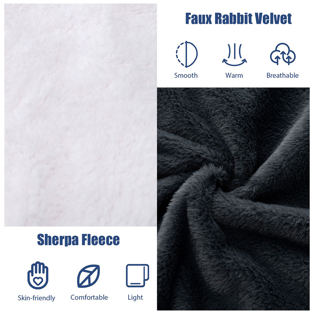 Costway Grey Electric Blanket Throw with 10 Heat Settings Image 8
