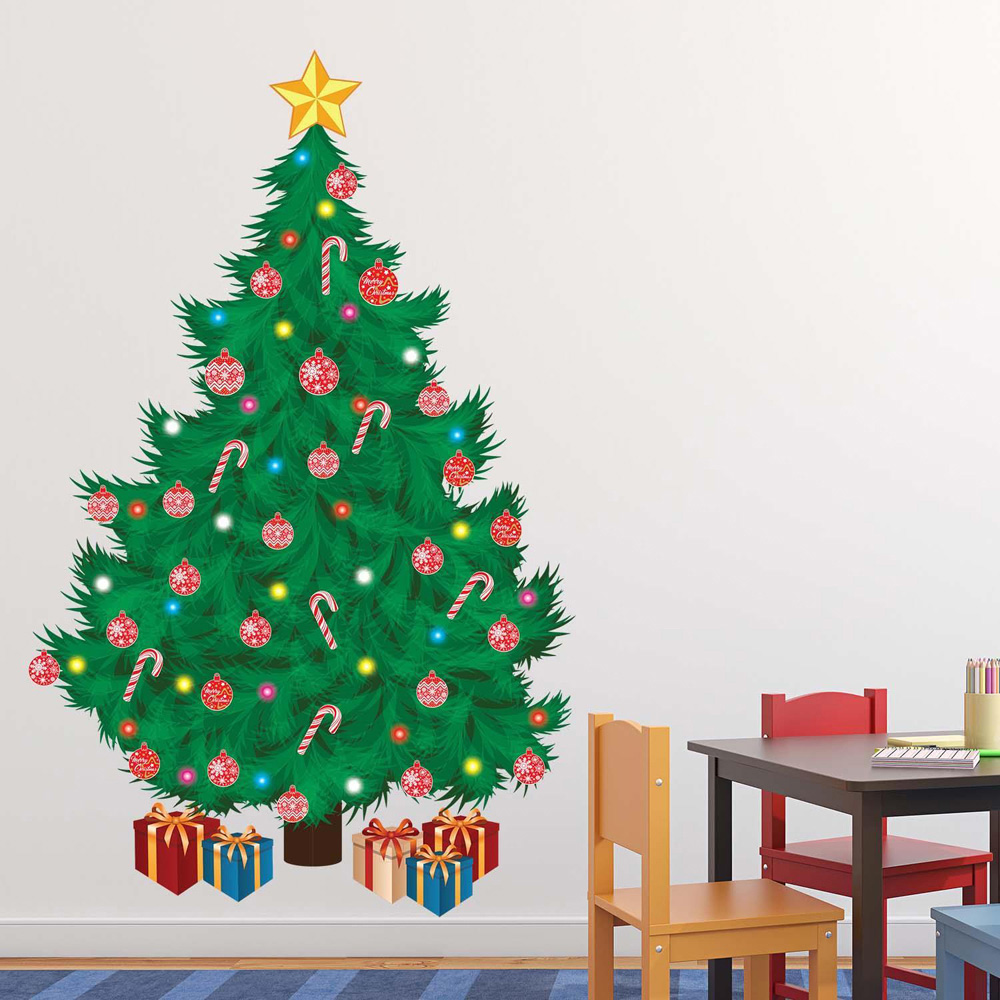 Walplus Traditional Christmas Tree Self Adhesive Wall Stickers 39 Piece Image 4