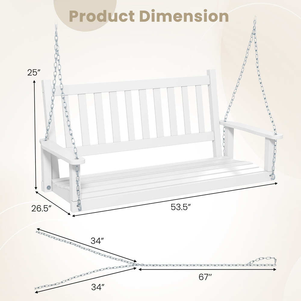 Costway 2 Seater White Garden Swing Chair Image 9
