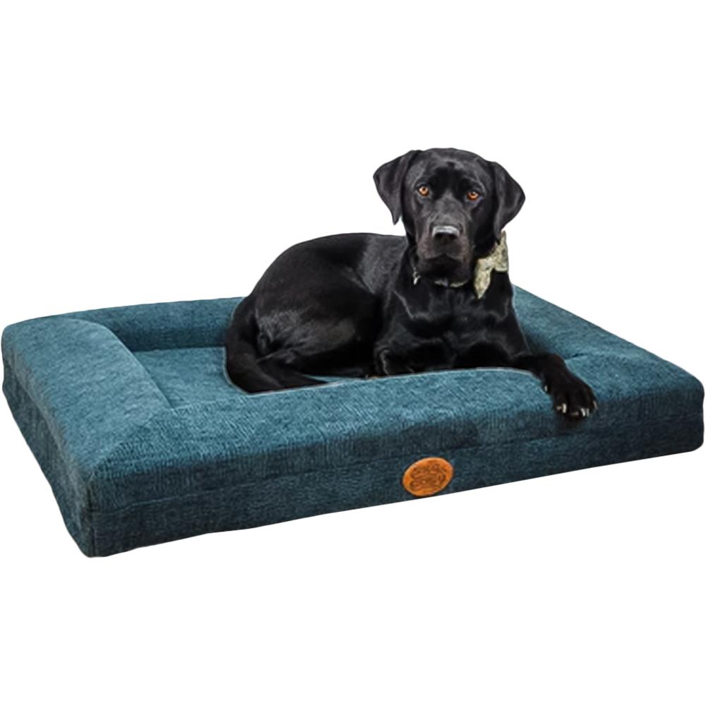 Snug & Cosy Small Blue Orthopaedic Dog Lounger Bed Image 1