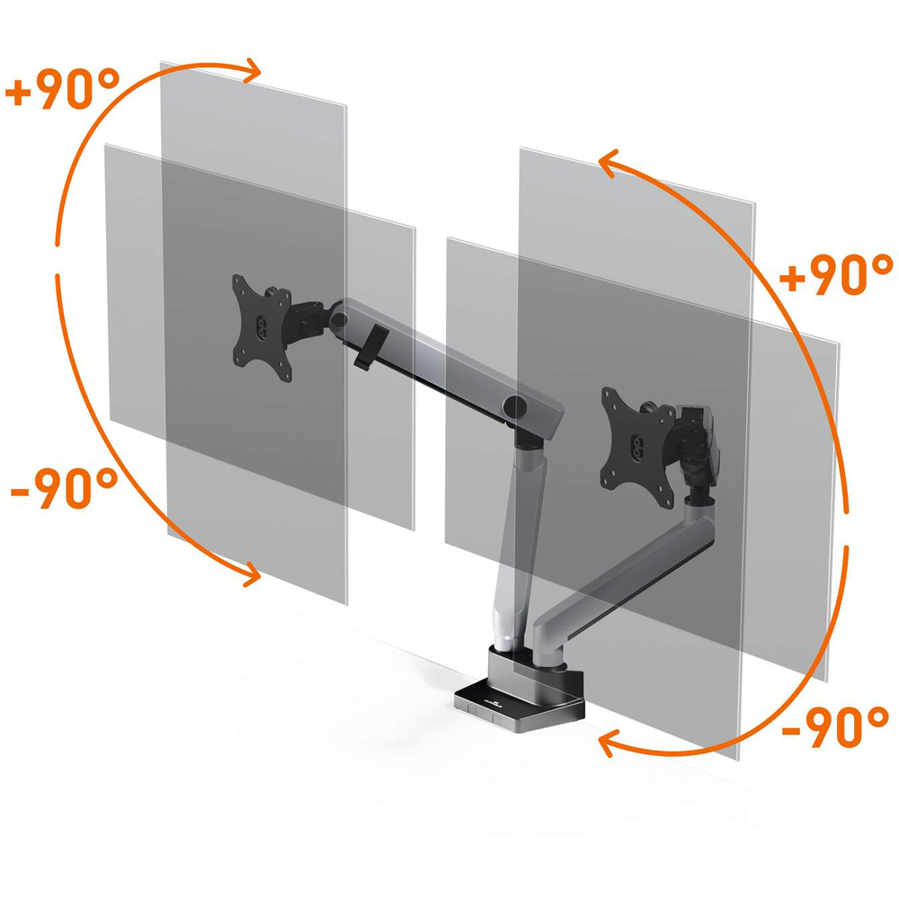 Durable Select Plus Dual Monitor Mount Arm Desk Clamp for 2 Screens 17-32 inch Image 7