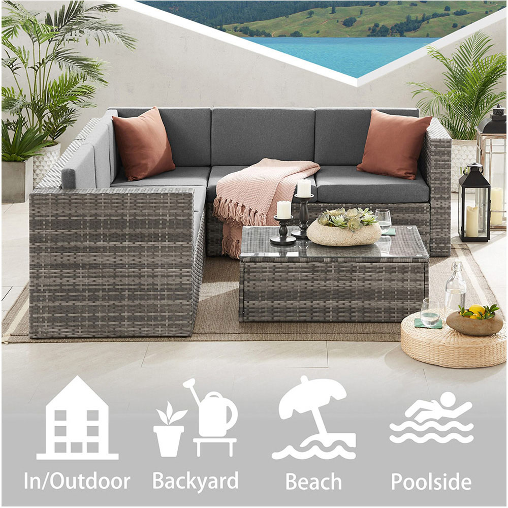 Outdoor Living Tatton Rattan 6 Seater Garden Lounge Set Grey Image 3
