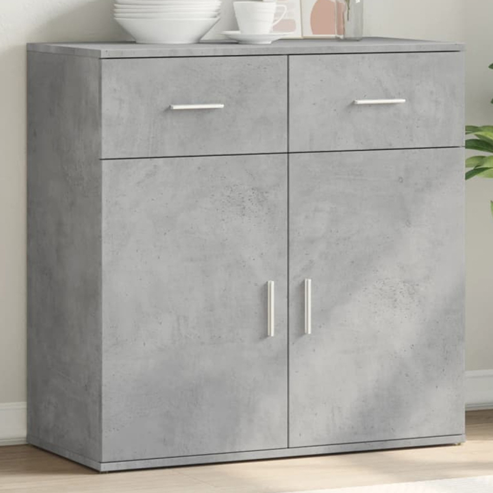 vidaXL 2 Door 2 Drawer Concrete Grey Wooden Sideboard Image 1