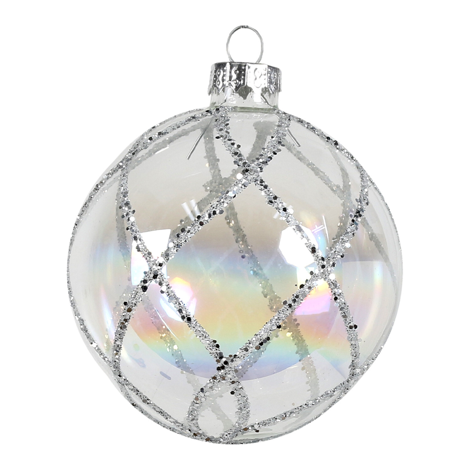 Single Frosted Fairytale Silver Glitter Bauble in Assorted styles Image 1