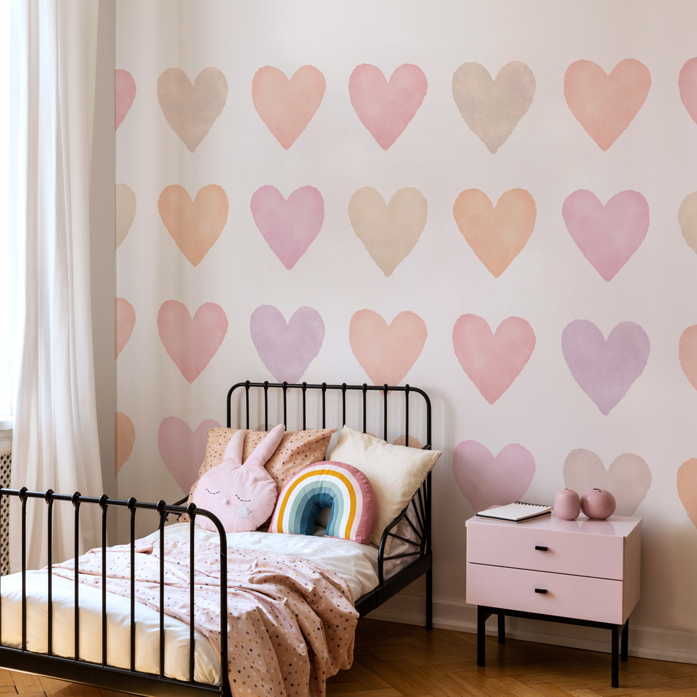 Origin Murals Repeatable Colour My Heart Neutral Blush 3 Drop Wall Mural Image 3