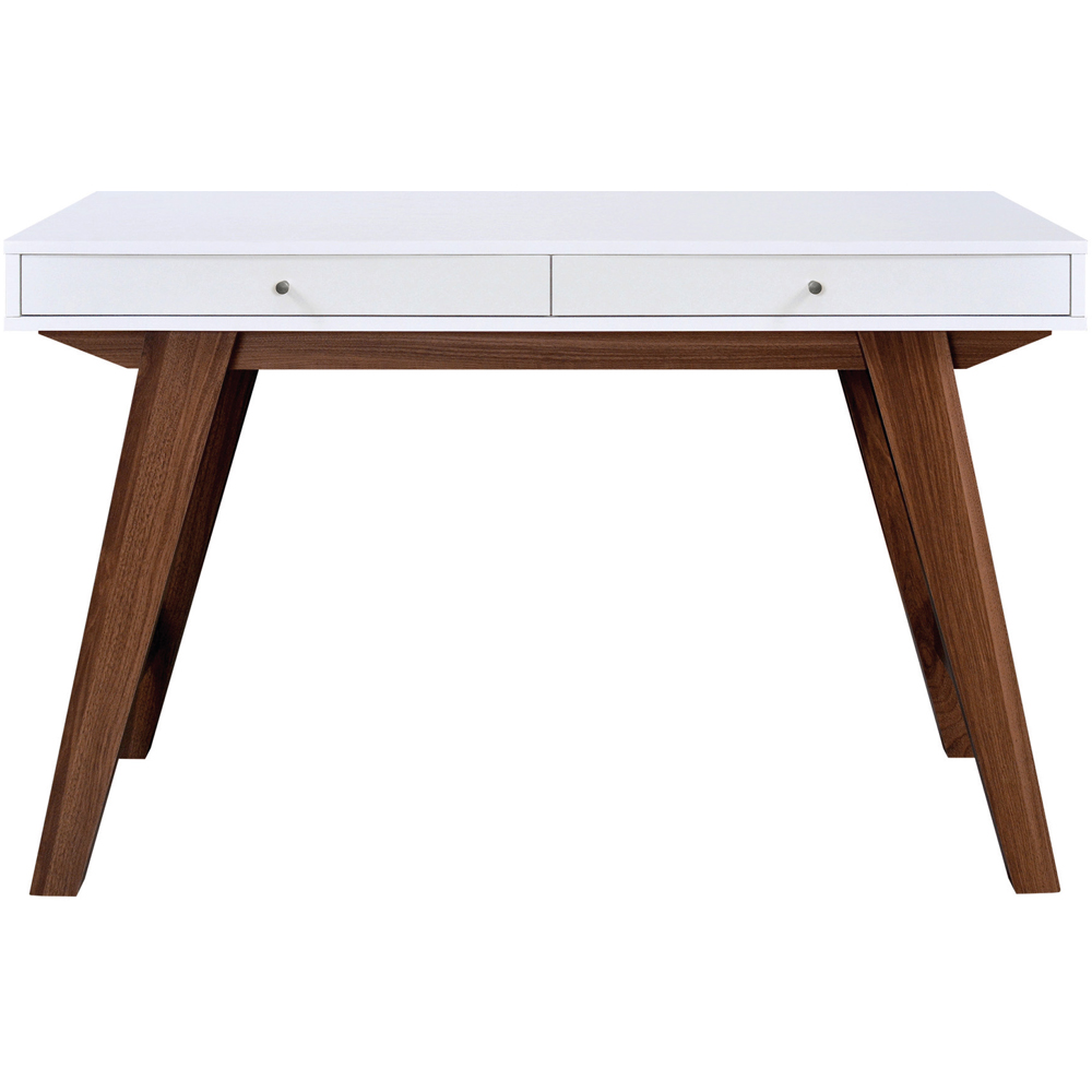 TTAP Florence White and Walnut Effect 2 Drawer Office Computer Desk Image 2