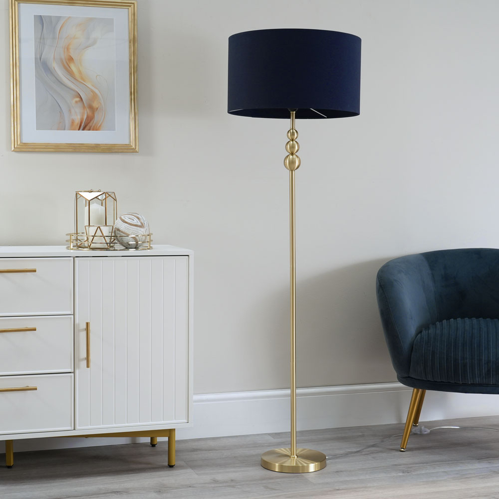ValueLights Marissa Reni Navy Blue Shade and Gold Ball LED Floor Lamp Image 5