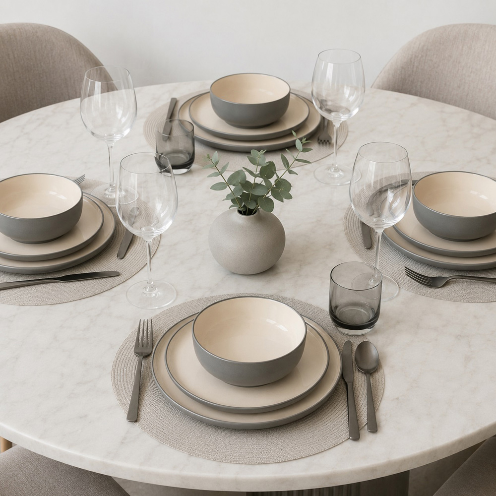 Waterside Grey and Cream Two Tone 12 Piece Dinner Set Image 4