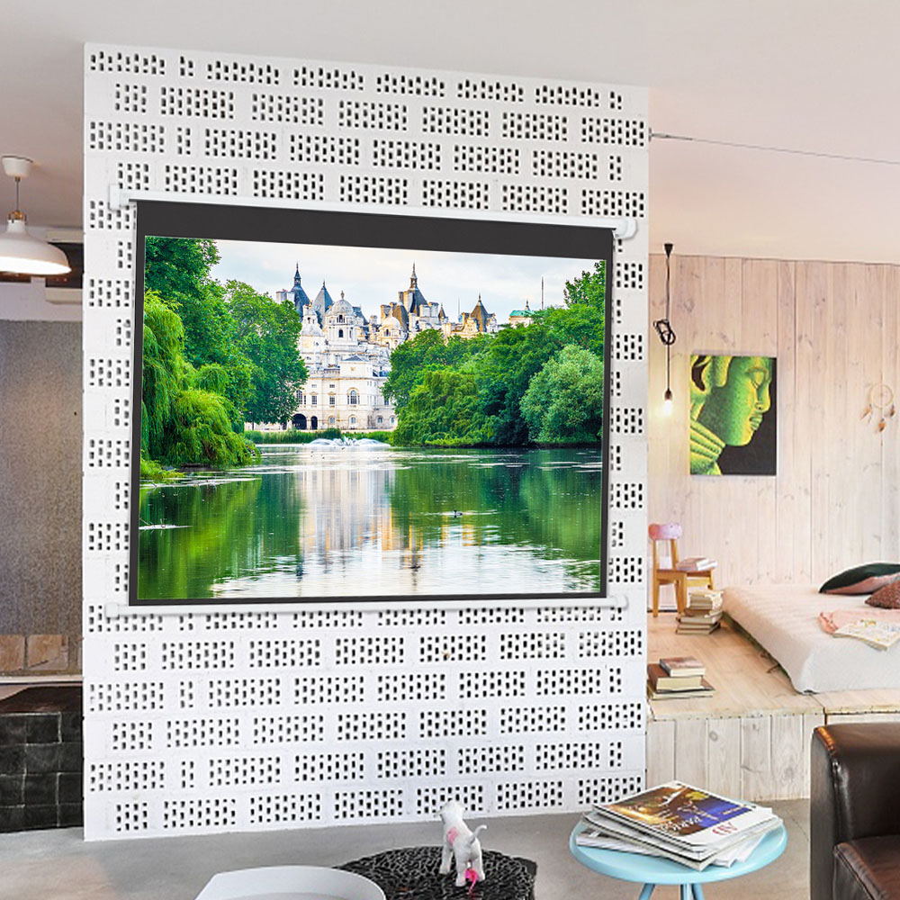 Living and Home Wall Mount Electric Projector Screen 84 inch Image 3