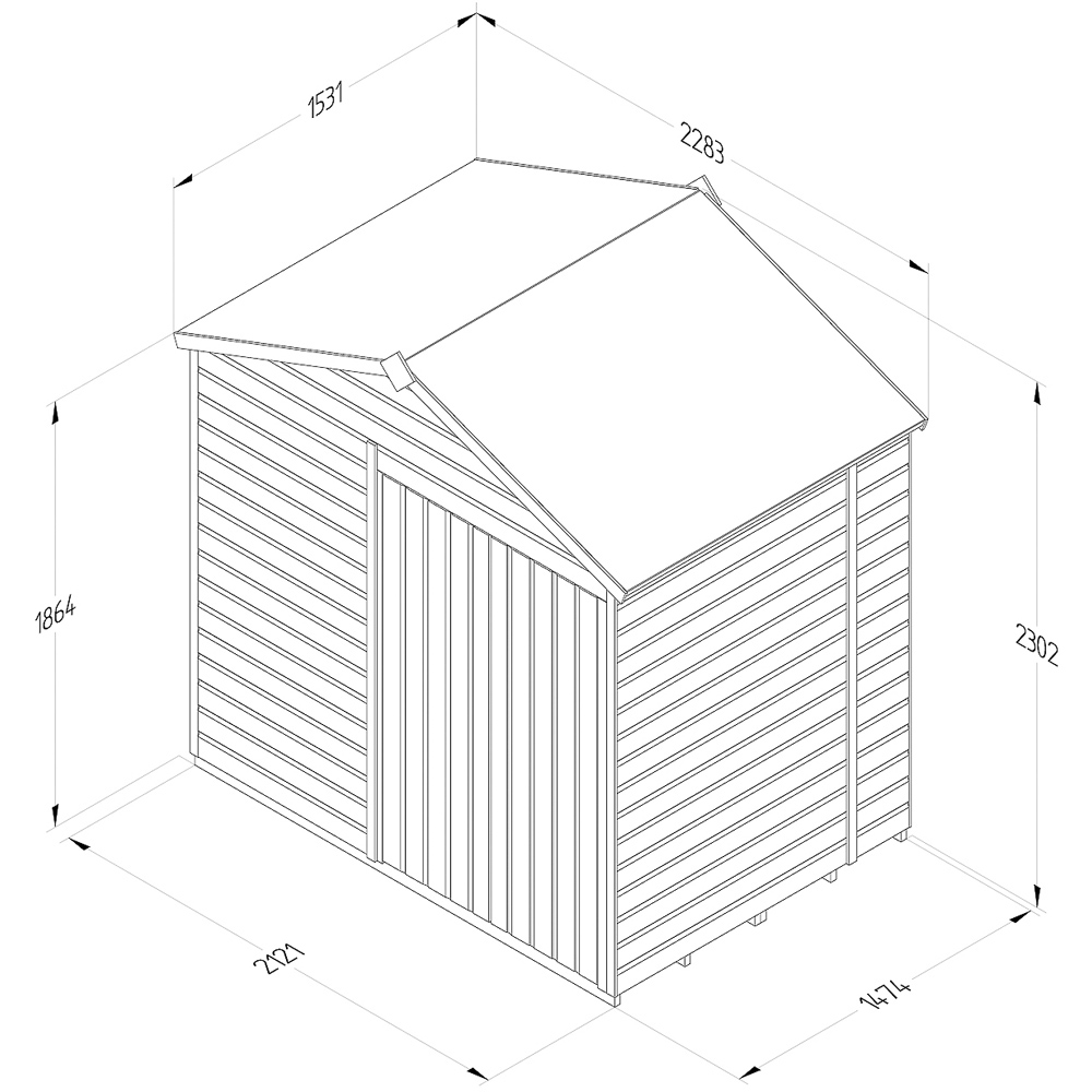 Forest Garden Beckwood 7 x 5ft Double Door Shiplap Apex Shed Image 9