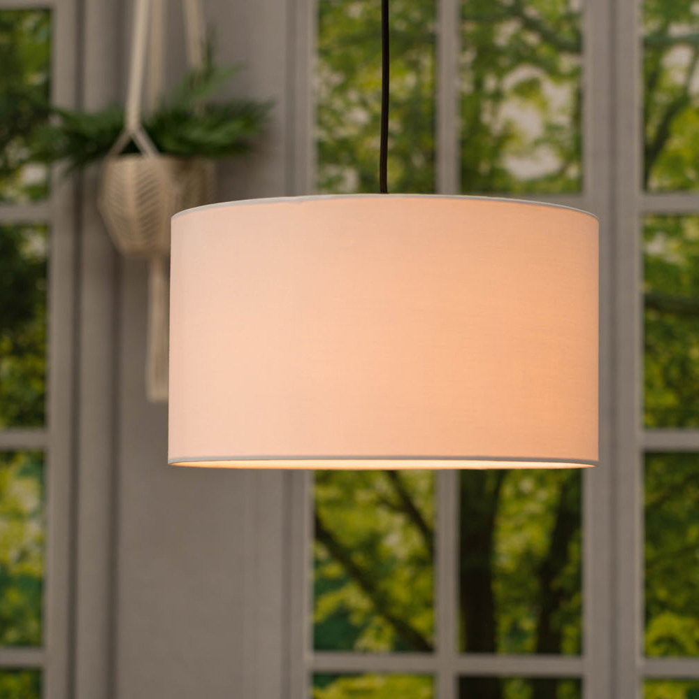 ValueLights Reni White Fabric Drum Ceiling Lamp Shade 35cm Image 3