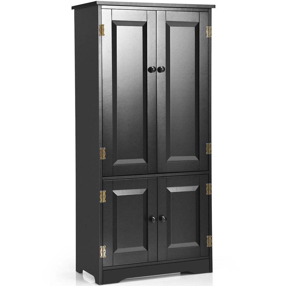Costway 4 Door Black Antique Storage Cabinet Image 2