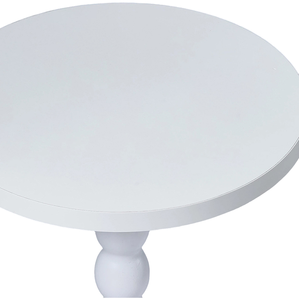 Living and Home White Round Spindle Pedestal Side Table Image 6