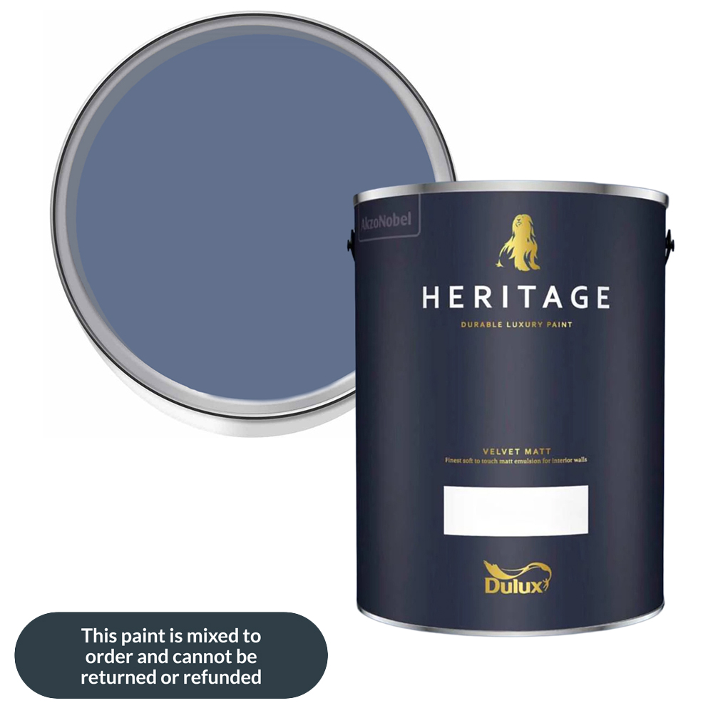 Dulux Heritage Walls and Ceilings DH Indigo Velvet Matt Emulsion Paint 5L Image 1