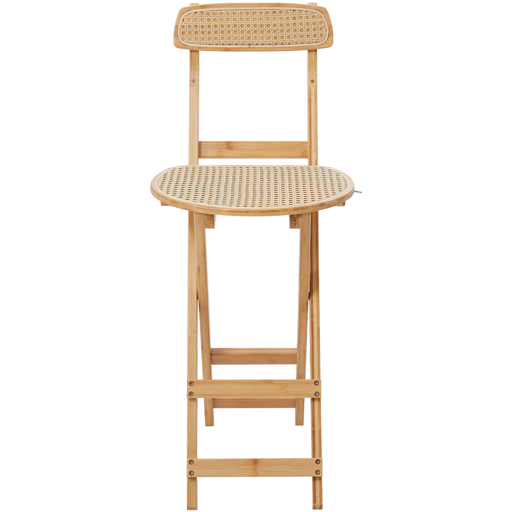 Living and Home Natural Wood Foldable Bamboo Bar Chair with Footrest Image 4