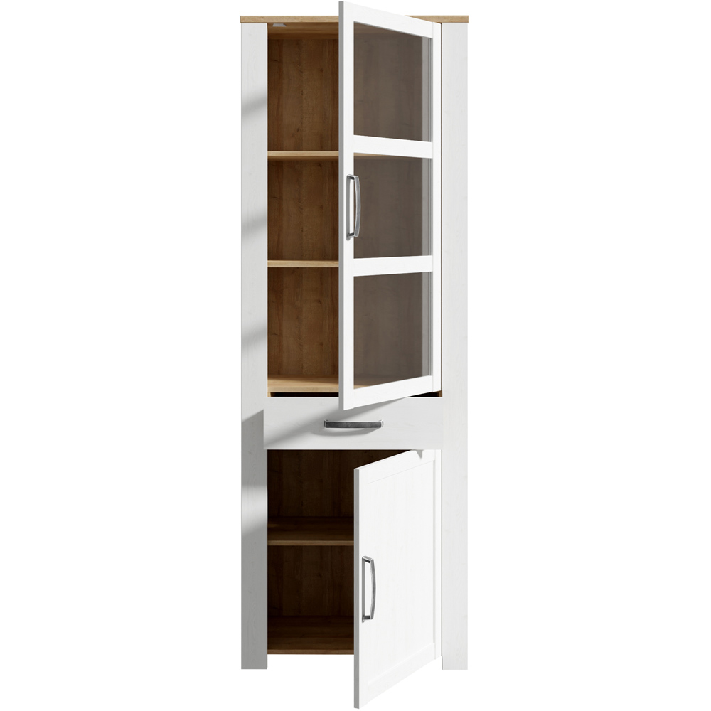Florence Bohol 2 Door Single Drawer White Riviera Oak Narrow Cabinet Image 5