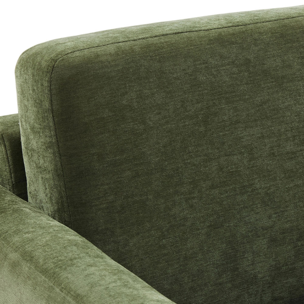 Living and Home Green Linen Mid-Century Armchair Image 6