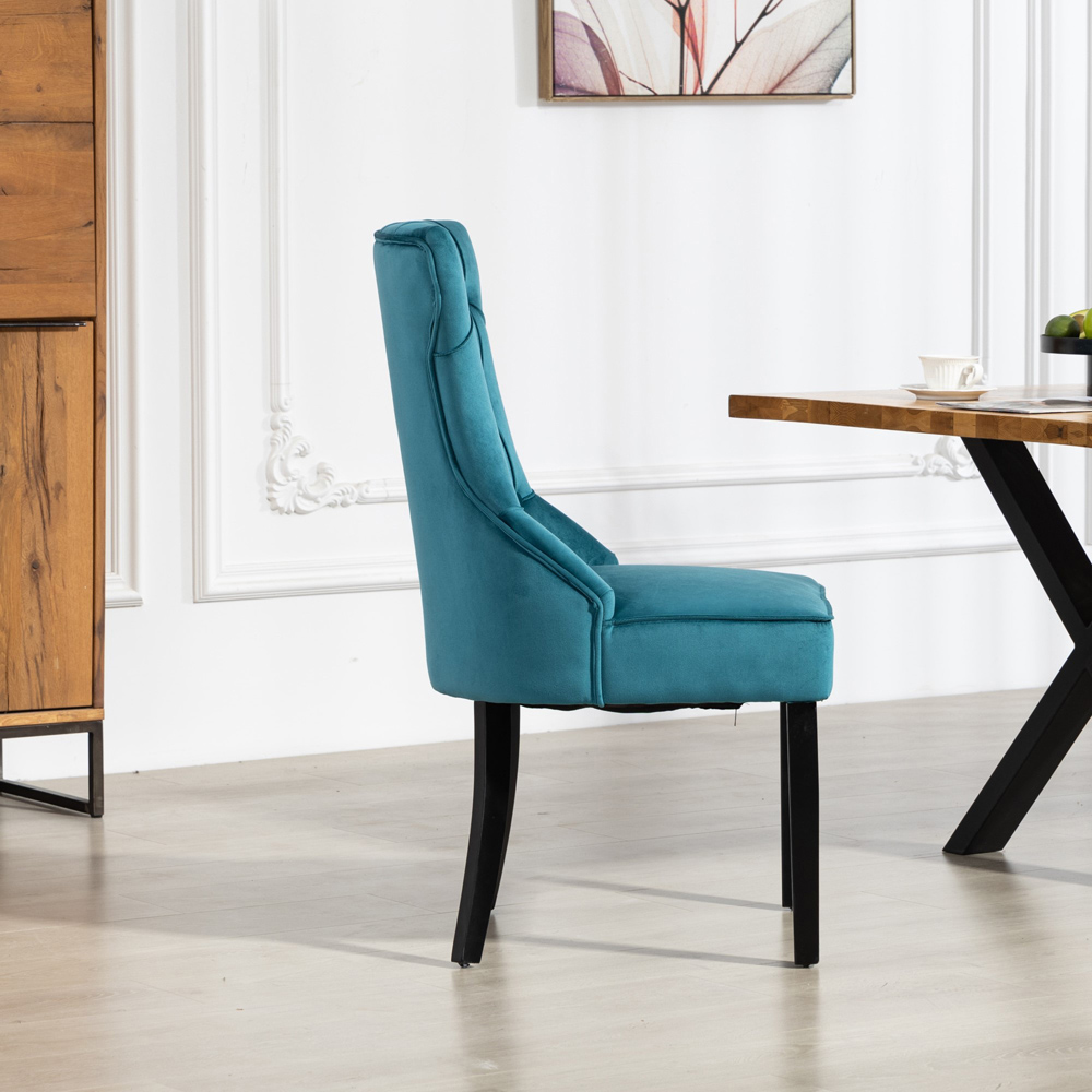 Artemis Home Genola Set of 2 Teal Velvet Fabric Dining Chair Image 3
