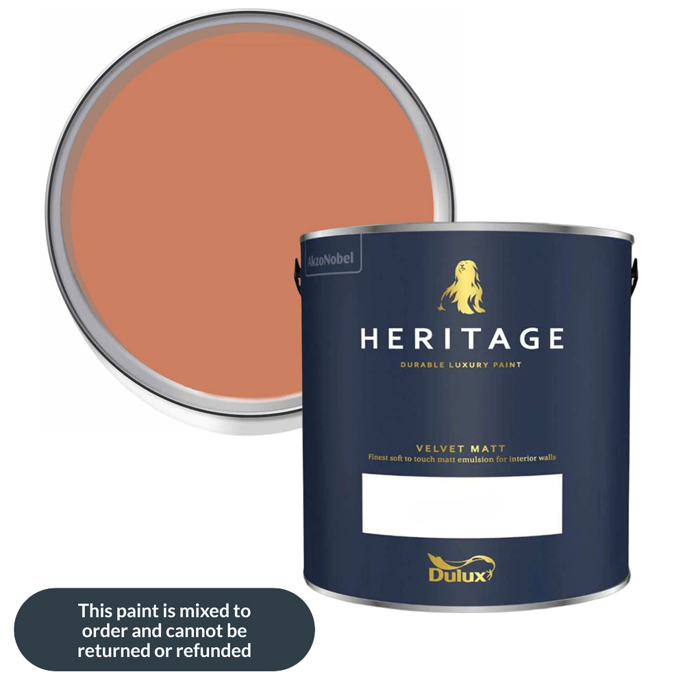 Dulux Heritage Walls and Ceilings Inca Orange Velvet Matt Emulsion Paint 2.5L Image 1