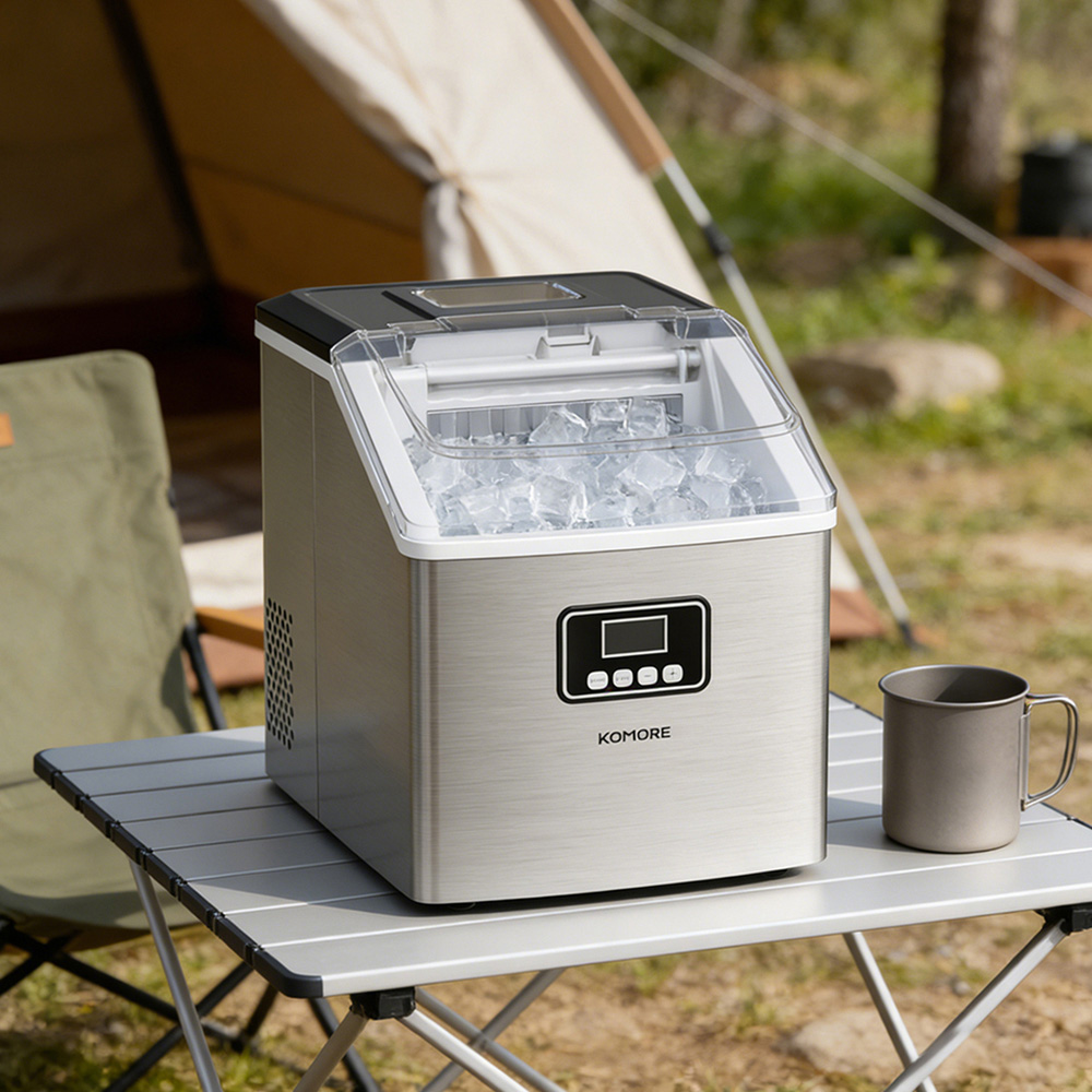 Komore 862695 Silver Stainless Steel Countertop Ice Maker Machine 180W Image 5