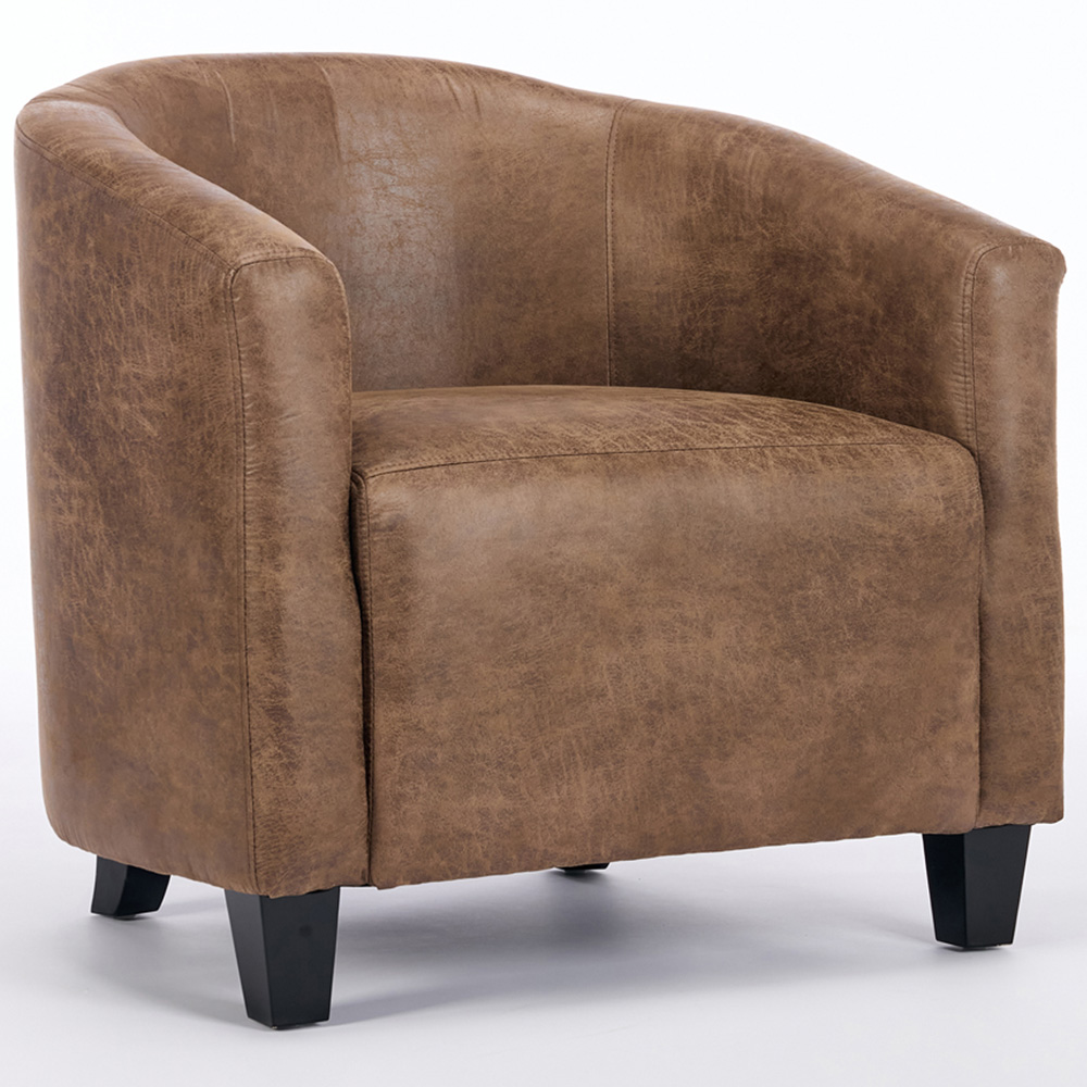 Furniture One Brown Bronzing Fabric Upholstered Tub Chair Image 2