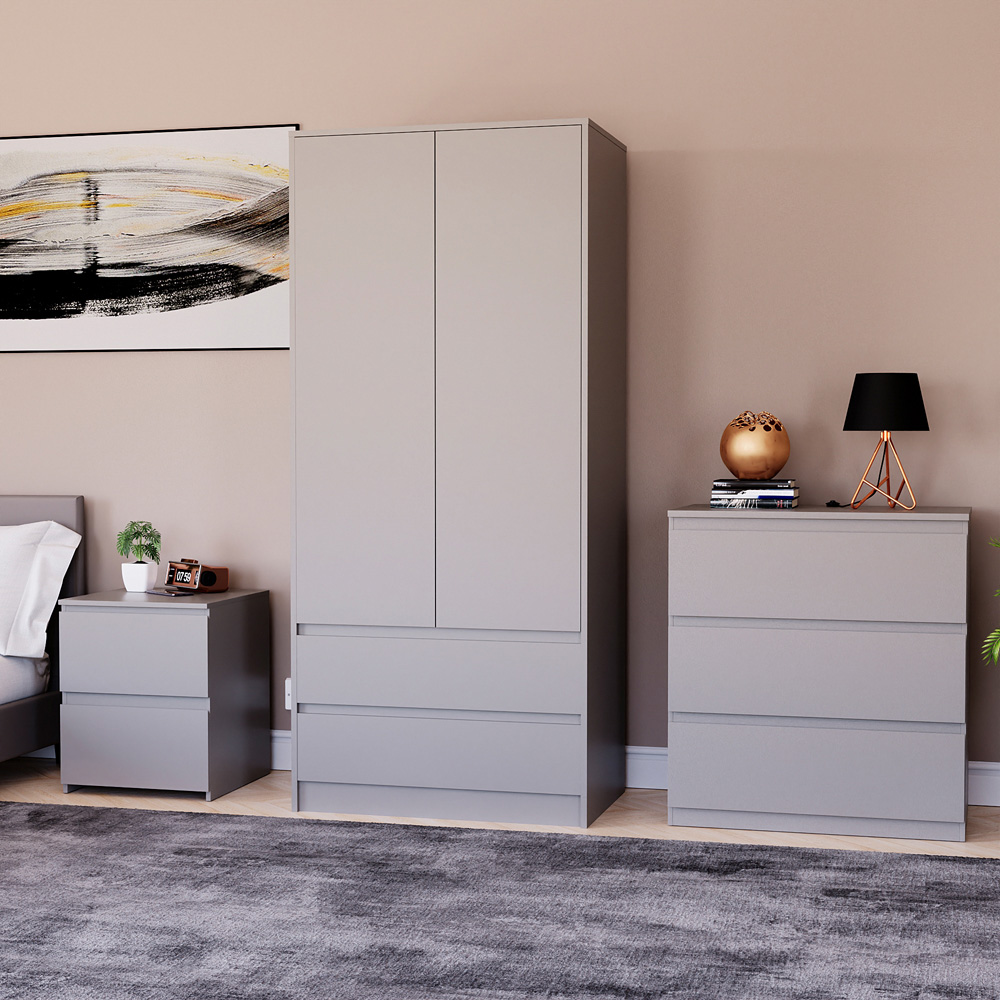 Vida Designs Denver Grey 3 Piece Bedroom Furniture Set Image 3